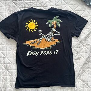 Easy does it, men’s black skeleton shirt